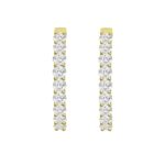 LADIES HOOP EARRINGS 5CT ROUND DIAMOND 14K YELLOW GOLD