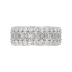 14K WHITE GOLD 2 1/2CT ROUND/EMERALD DIAMOND LADIES BAND - Image 5