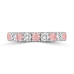 ETERNAL BLUSH COLLECTION 14K WHITE GOLD 1.00 CT ROUND PINK & WHITE DIAMOND ALTERNATING BAND RING - Image 3