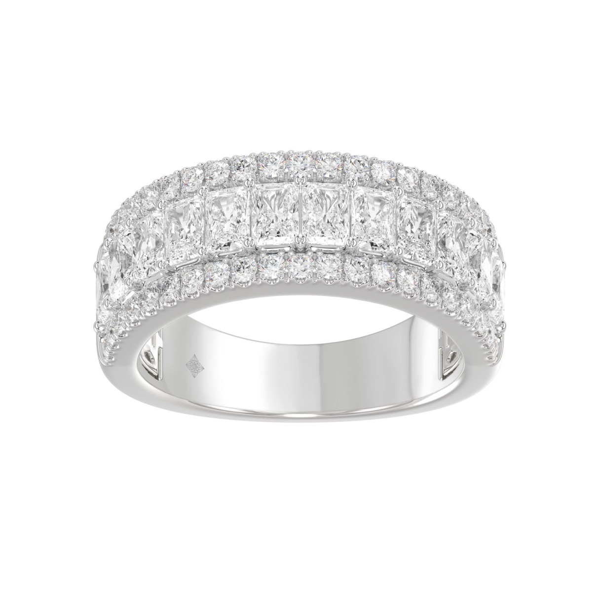 Ladies 14K White Gold Ladies Band 2 1/4CT Featuring Round & Radiant Cut Diamonds 1 Ladies 14K White Gold Ladies Band 2 1/4CT Featuring Round & Radiant Cut Diamonds - Image 1