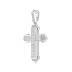 MEN'S CHARM PENDANT 3CT ROUND/EMERALD DIAMOND 14K WHITE GOLD - Image 3