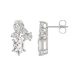 14K WHITE GOLD 1 1/2CT ROUND/MARQUISE/PEAR/HEXAGON STEP CUT LADIES EARRINGS - Image 2