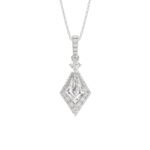 14K WHITE GOLD 1 1/4CT ROUND/KITE STEP CUT DIAMOND LADIES PENDANT