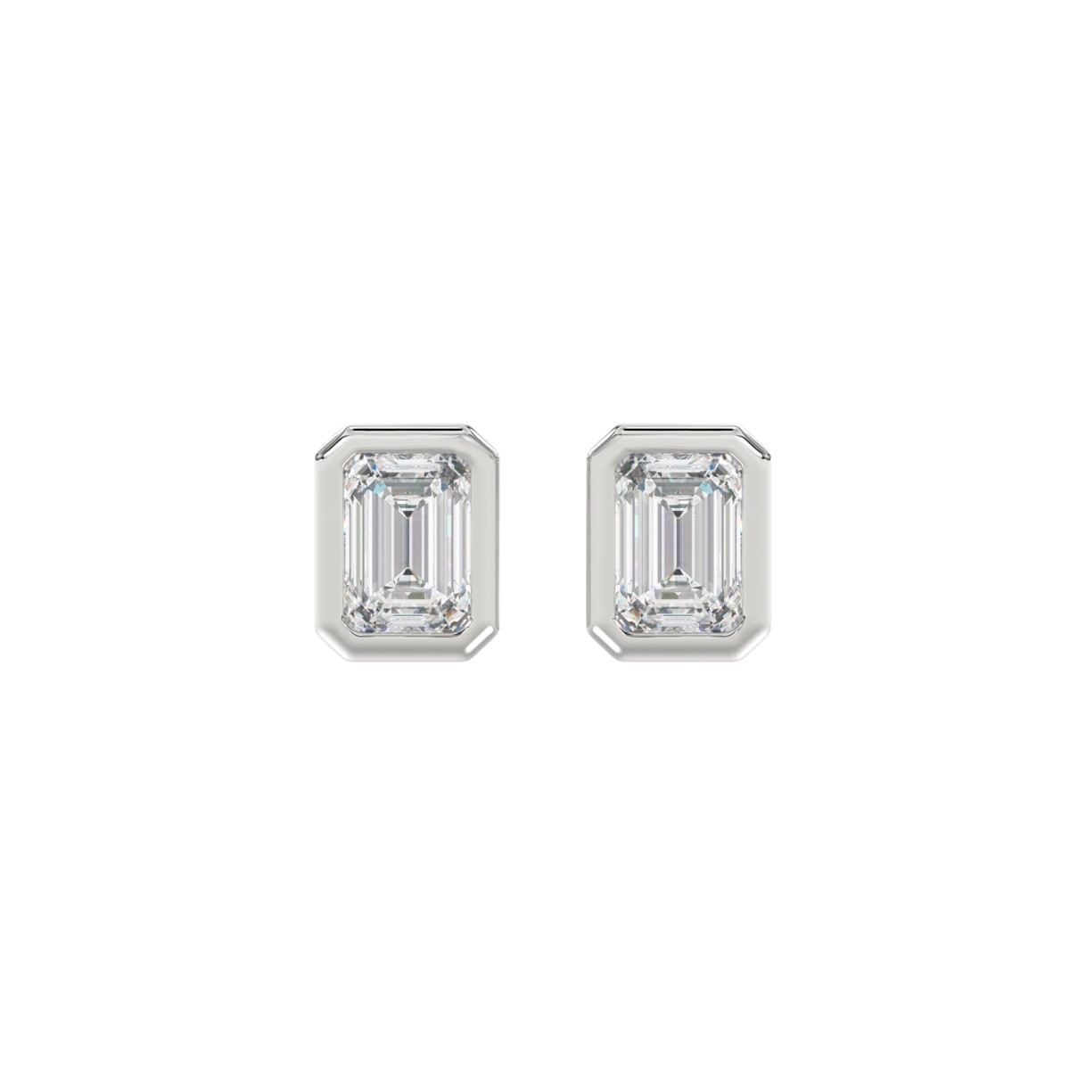 LADIES SOLITAIRE EARRINGS 2CT EMERALD DIAMOND 14K WHITE GOLD 1 LADIES SOLITAIRE EARRINGS 2CT EMERALD DIAMOND 14K WHITE GOLD - Image 1