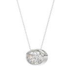 LADIES SOLITAIRE PENDANT 1CT OVAL DIAMOND 14K WHITE GOLD - Image 3