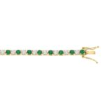 14K YELLOW GOLD 5 3/8CT ROUND/EMERALD ROUND DIAMOND LADIES BRACELET (ROUND EMERALD 3CT) - Image 2