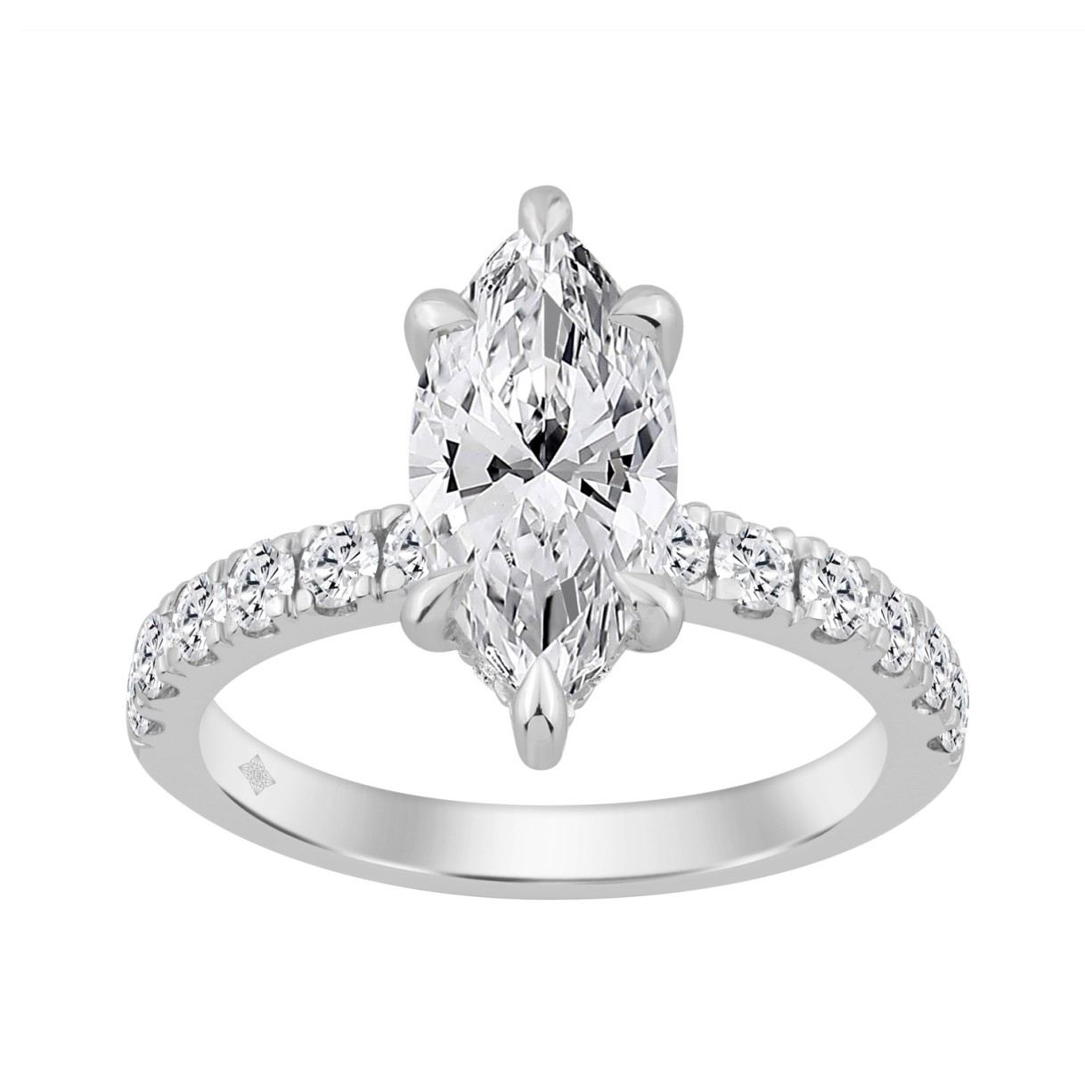 14K WHITE GOLD 2 3/4CT MARQUISE DIAMOND LADIES RING (CENTER STONE MARQUISE DIAMOND 2.00CT) 1 14K WHITE GOLD 2 3/4CT MARQUISE DIAMOND LADIES RING (CENTER STONE MARQUISE DIAMOND 2.00CT) - Image 1