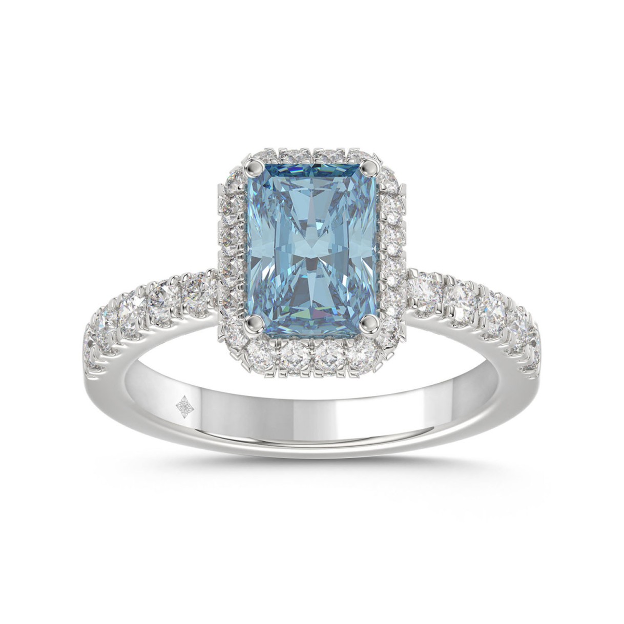 14K WHITE GOLD 4.00CT ROUND/RADIANT DIAMOND LADIES RING (CENTER STONE BLUE RADIANT DIAMOND 3CT) 1 14K WHITE GOLD 4.00CT ROUND/RADIANT DIAMOND LADIES RING (CENTER STONE BLUE RADIANT DIAMOND 3CT) - Image 1