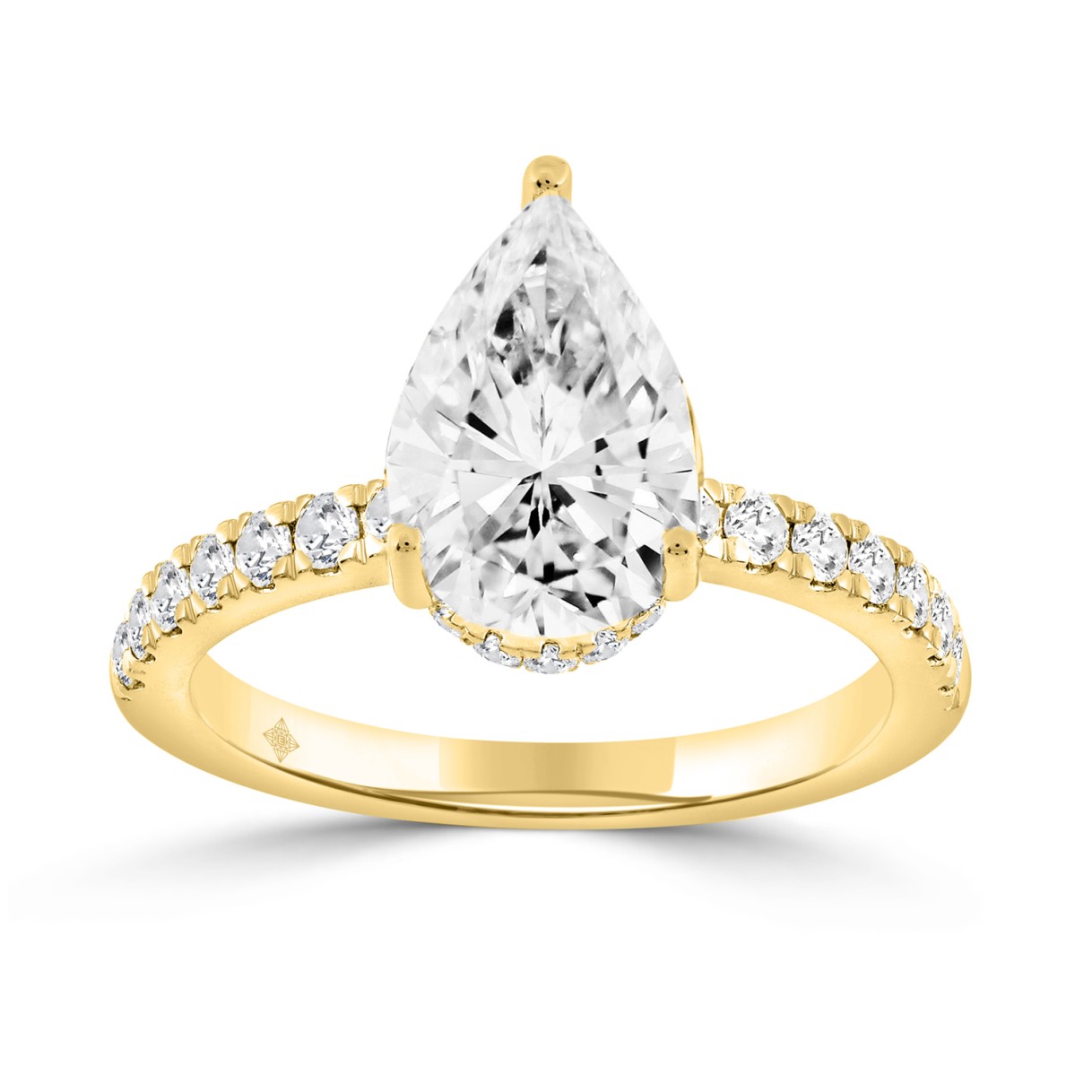 14K YELLOW GOLD 1/2CT ROUND/PEAR DIAMOND LADIES RING (CENTER STONE PEAR DIAMOND 2CT) 1 14K YELLOW GOLD 1/2CT ROUND/PEAR DIAMOND LADIES RING (CENTER STONE PEAR DIAMOND 2CT) - Image 1