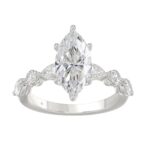 14K White Gold Bridal Fashion Ring for Ladies 4CT Round & Marquise& Pear Cut Diamonds 3.00CT Marquise Center stone (Color F-G -Clarity VS1/VS
