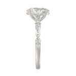 14K White Gold Oval Diamond Fancy Engagement Ring for Ladies 2 1/2CT with Marquise & Round Diamond 2.00CT Oval Center stone (Color F-G -Clarity VS - Image 4