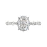 14K White Gold Oval Diamond Fancy Engagement Ring for Ladies 2 1/2CT with Marquise & Round Diamond 2.00CT Oval Center stone (Color F-G -Clarity VS - Image 5