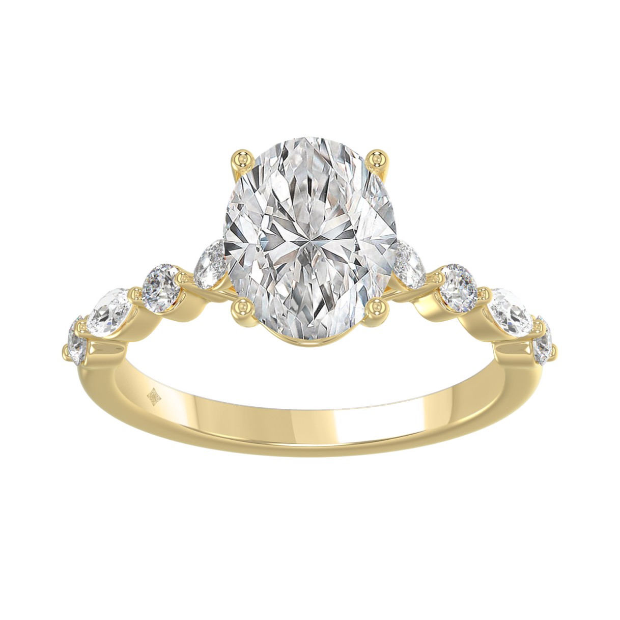 14K Yellow Gold Oval Diamond Fancy Engagement Ring for Ladies 2 1/2CT with Marquise & Round Diamond 2.00CT Oval Center stone (Color F-G -Clarity V 1 14K Yellow Gold Oval Diamond Fancy Engagement Ring for Ladies 2 1/2CT with Marquise & Round Diamond 2.00CT Oval Center stone (Color F-G -Clarity V - Image 1