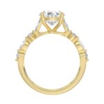 14K Yellow Gold Oval Diamond Fancy Engagement Ring for Ladies 2 1/2CT with Marquise & Round Diamond 2.00CT Oval Center stone (Color F-G -Clarity V - Image 2
