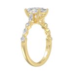 14K Yellow Gold Oval Diamond Fancy Engagement Ring for Ladies 2 1/2CT with Marquise & Round Diamond 2.00CT Oval Center stone (Color F-G -Clarity V - Image 3
