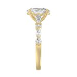 14K Yellow Gold Oval Diamond Fancy Engagement Ring for Ladies 2 1/2CT with Marquise & Round Diamond 2.00CT Oval Center stone (Color F-G -Clarity V - Image 4
