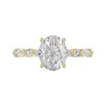 14K Yellow Gold Oval Diamond Fancy Engagement Ring for Ladies 2 1/2CT with Marquise & Round Diamond 2.00CT Oval Center stone (Color F-G -Clarity V - Image 5