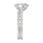 Ladies 14K White Gold Ladies Elegance- Bridal Set 3 1/3CT Round & Oval Diamonds 3.00CT Oval Center stone (Color F-G Clarity VS1/VS2) - Image 4