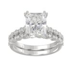 Ladies 14K White Gold Ladies Elegance- Bridal Set 3 1/3CT Round & Radiant Diamond 3.00CT Radiant Center stone (Color F-G -Clarity VS1/VS2)