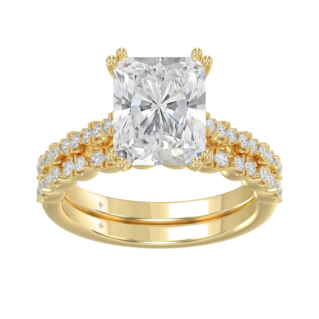 Ladies 14K Yellow Gold Ladies Elegance- Bridal Set 3 1/3CT Round & Radiant Diamond 3.00CT Radiant Center stone (Color F-G -Clarity VS1/VS2) 1 Ladies 14K Yellow Gold Ladies Elegance- Bridal Set 3 1/3CT Round & Radiant Diamond 3.00CT Radiant Center stone (Color F-G -Clarity VS1/VS2) - Image 1