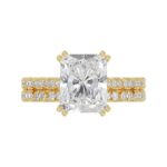 Ladies 14K Yellow Gold Ladies Elegance- Bridal Set 3 1/3CT Round & Radiant Diamond 3.00CT Radiant Center stone (Color F-G -Clarity VS1/VS2) - Image 5