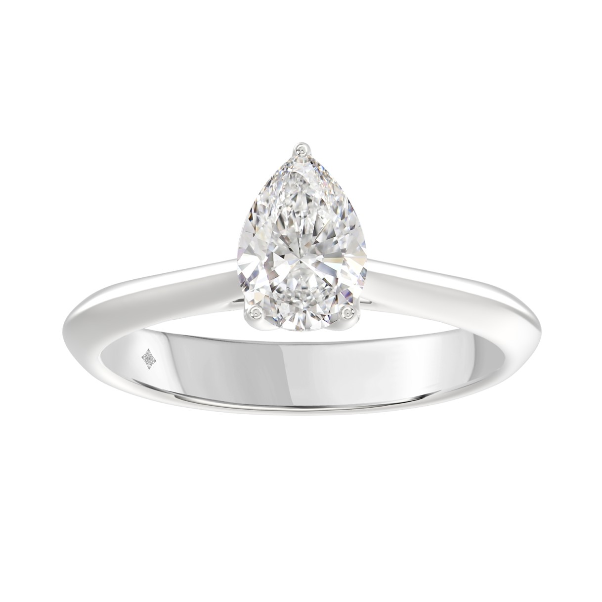 LADIES SOLITAIRE RING 1CT PEAR DIAMOND 14K WHITE GOLD 1 LADIES SOLITAIRE RING 1CT PEAR DIAMOND 14K WHITE GOLD - Image 1
