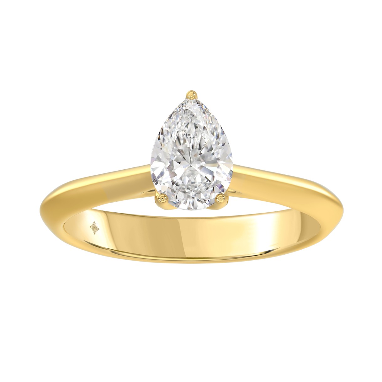 LADIES SOLITAIRE RING 1CT PEAR DIAMOND 14K YELLOW GOLD 1 LADIES SOLITAIRE RING 1CT PEAR DIAMOND 14K YELLOW GOLD - Image 1
