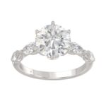 Luxury 14K White Gold Bridal Ring for Ladies 3 3/4CT Round & Marquise Cut Diamonds 3.00CT Round Center stone (Color F-G -Clarity VS1/VS2)
