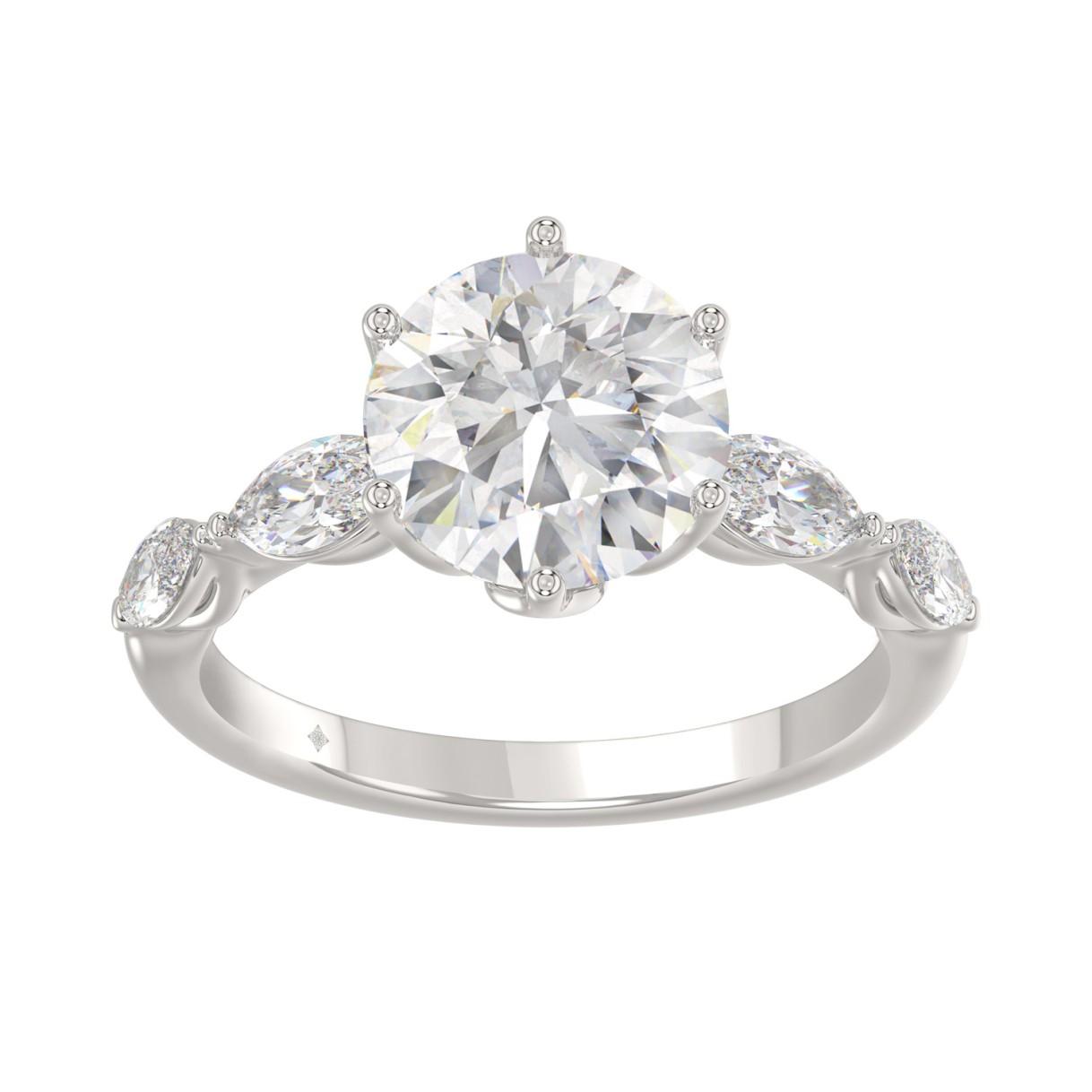 Luxury 14K White Gold Bridal Ring for Ladies 3 3/4CT Round & Marquise Cut Diamonds 3.00CT Round Center stone (Color F-G -Clarity VS1/VS2) 1 Luxury 14K White Gold Bridal Ring for Ladies 3 3/4CT Round & Marquise Cut Diamonds 3.00CT Round Center stone (Color F-G -Clarity VS1/VS2) - Image 1