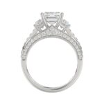 Luxury 14K White Gold Ladies Diamond Ring 4.00CT Round, Emerald & Baguette Diamonds with 3.00CT Emerald Center stone (Color F-G -Clarity VS1/VS2) - Image 2