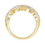 This is a diamond 14k cluster Ladies 2CT Ring featuring Marquise-shaped and round-cut diamonds in a leaf or floral motif set in Yellow gold (Color F- - Image 2