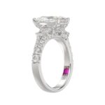 21K PLATINUM LADIES RING 2 3/4CT ROUND/PEAR/BAGUETTE DIAMOND (CENTER STONE PEAR DIAMOND 2CT) - Image 3