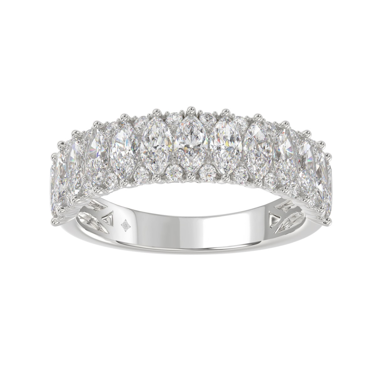 14K WHITE GOLD 1 1/2CT ROUND/MARQUISE DIAMOND LADIES BAND 1 14K WHITE GOLD 1 1/2CT ROUND/MARQUISE DIAMOND LADIES BAND - Image 1