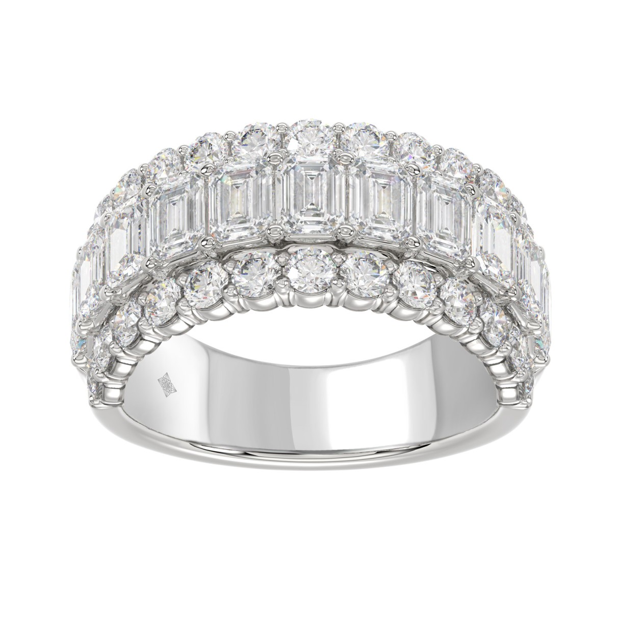 LADIES BAND 3 1/2CT ROUND/EMERALD DIAMOND 14K WHITE GOLD 1 LADIES BAND 3 1/2CT ROUND/EMERALD DIAMOND 14K WHITE GOLD - Image 1