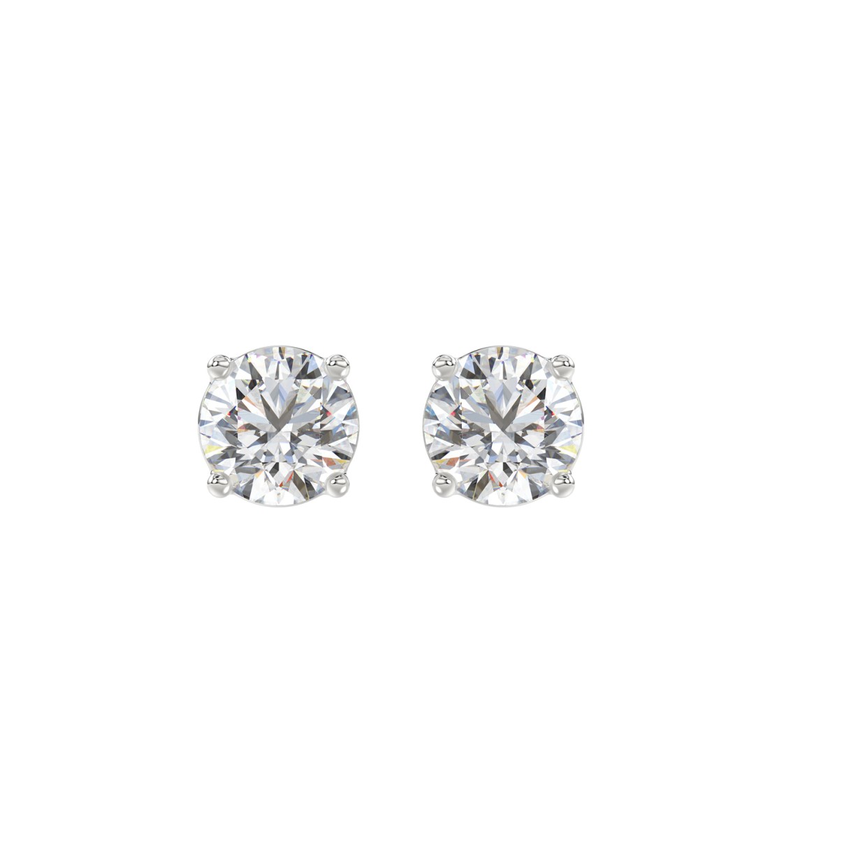 LADIES SOLITAIRE EARRINGS 2CT ROUND DIAMOND 14K WHITE GOLD 1 LADIES SOLITAIRE EARRINGS 2CT ROUND DIAMOND 14K WHITE GOLD - Image 1