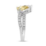 14K WHITE GOLD 2.00CT ROUND/PEAR DIAMOND LADIES RING (CENTER STONE YELLOW PEAR DIAMOND 3/4CT) - Image 3