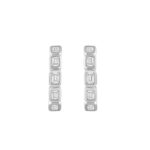 14K WHITE GOLD 1.00CT EMERALD DIAMOND LADIES EARRINGS