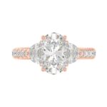 14K ROSE GOLD 3.00CT ROUND/OVAL/HALF MOON DIAMOND LADIES RING (CENTER STONE OVAL DIAMOND 2CT) - Image 3