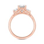 14K ROSE GOLD 3/4CT ROUND/TRAPEZOID DIAMOND LADIES RING (CENTER STONE EMERALD DIAMOND 2CT) - Image 2