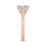 14K ROSE GOLD 3/4CT ROUND/TRAPEZOID DIAMOND LADIES RING (CENTER STONE EMERALD DIAMOND 2CT) - Image 3