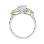 14K WHITE GOLD 2 5/8CT CUSHION/YELLOW PEAR DIAMOND LADIES RING (CENTER STONE CUSHION DIAMOND 1 1/2CT) - Image 2