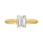 LADIES SOLITAIRE RING 1 1/2CT EMERALD DIAMOND 14K YELLOW GOLD - Image 5
