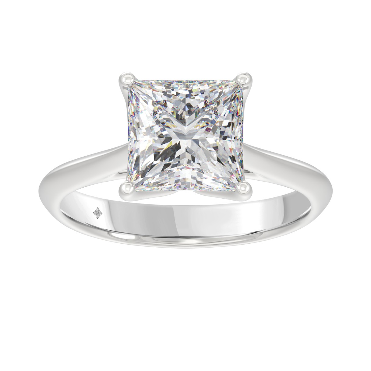 LADIES SOLITAIRE RING 4CT PRINCESS DIAMOND 14K WHITE GOLD 1 LADIES SOLITAIRE RING 4CT PRINCESS DIAMOND 14K WHITE GOLD - Image 1