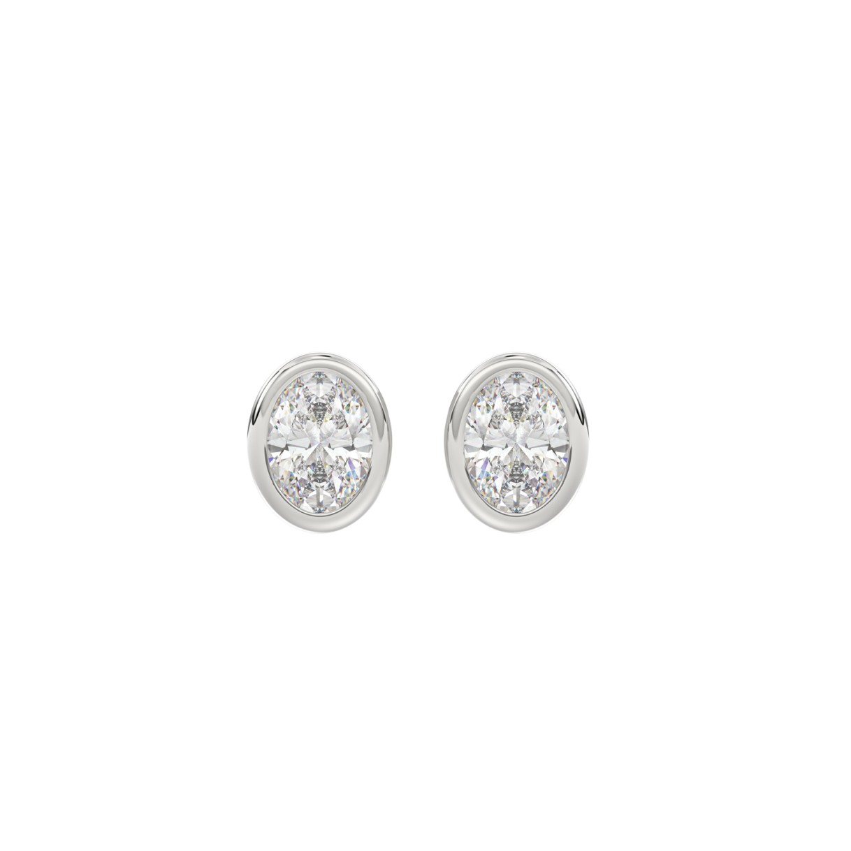 LADIES SOLITAIRE EARRINGS 1CT OVAL DIAMOND 14K WHITE GOLD 1 LADIES SOLITAIRE EARRINGS 1CT OVAL DIAMOND 14K WHITE GOLD - Image 1