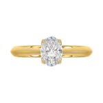 LADIES SOLITAIRE RING 1CT OVAL DIAMOND 14K YELLOW GOLD - Image 5