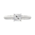 LADIES SOLITAIRE RING 1CT PRINCESS DIAMOND 14K WHITE GOLD - Image 5