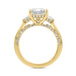 Luxury 14K Yellow Gold 4 1/4Ct Radiant & Round Lab Grown Diamond Engagement Ring 3.00Ct Radiant Center Stone With Trapezoid & Baguette Side Stones Tri - Image 2