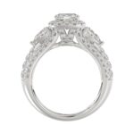 Ladies 14K White Gold 3 1/2CT Featuring Fashion Ring with Round, Pear & Cushion Diamond 2.00CT Cushion Center stone (Color F-G -Clarity VS1/VS2) - Image 2