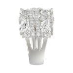 This is a diamond 14k cluster Ladies 2CT Ring featuring Marquise-shaped and round-cut diamonds in a leaf or floral motif set in white gold (Color F-G - Image 4