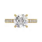 14K YELLOW GOLD 3 1/2CT ROUND/CUSHION DIAMOND LADIES RING (CENTER STONE CUSHION DIAMOND 3CT) - Image 5